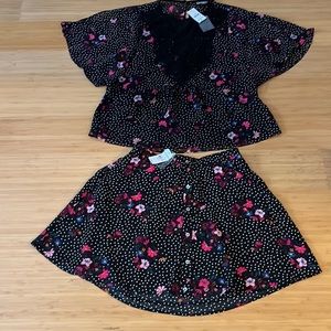 🌻Nwt Express whole set:blouse and skirt XS